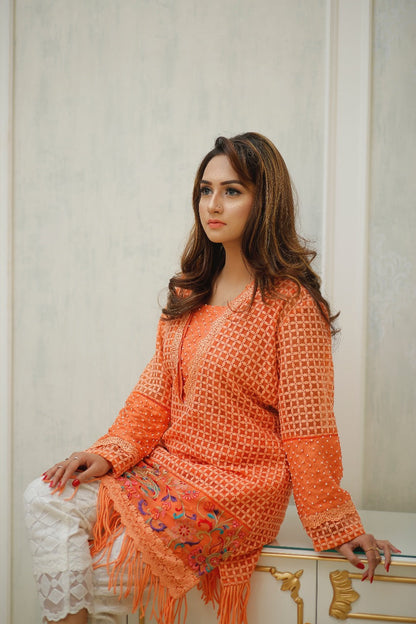 TANGERINE LOVE KURTA | RJ’S PRET