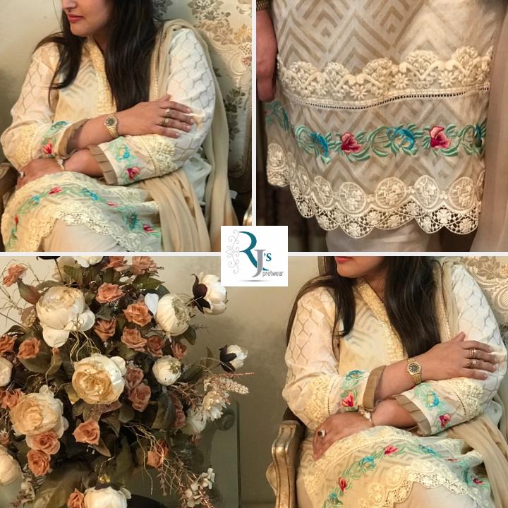 IVORY JACQUARD KURTA | RJ’S PRET