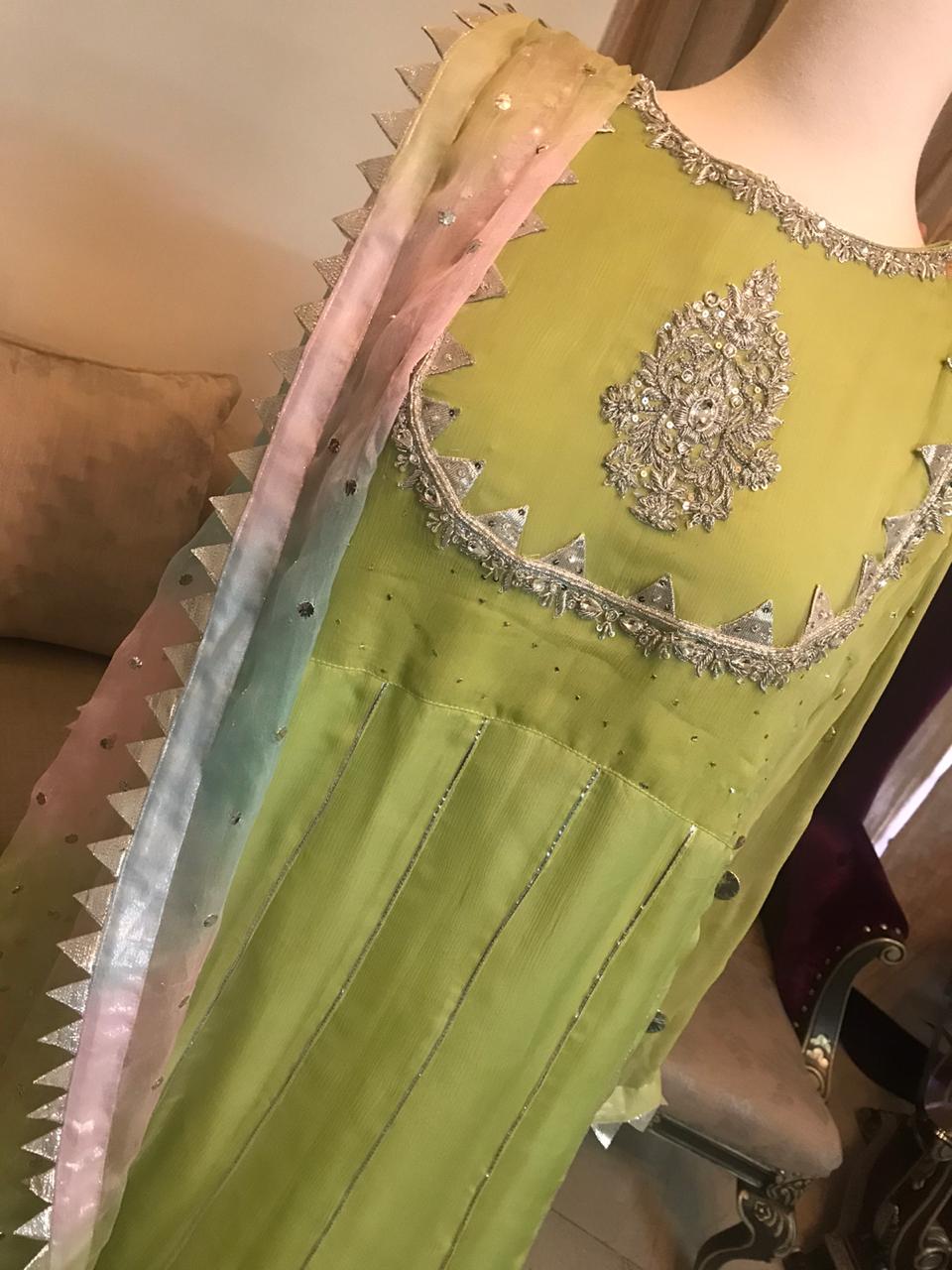 LIME GREEN KALIDAAR FROCK | PARI | RJ’S PRET