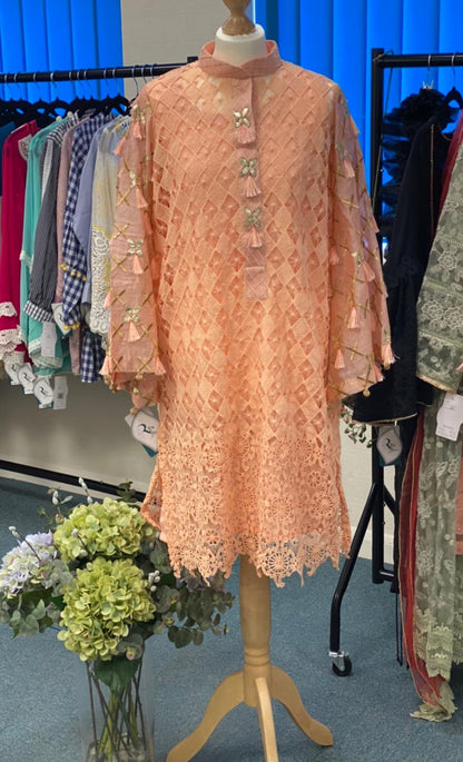 LACY DREAM KURTA-PEACH | RJ’S PRET